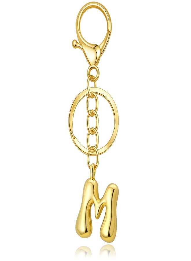 nylry Gold Initial Letter Keychain Gift for Women Initial Bag Charm Purse Charms for Handbags Keychains for Women Cute Letter A-Z Gold Bag Charms Keychain Accessories-M - Image 1